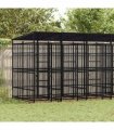 vidaXL Outdoor Dog Kennel with Roof Steel 11.06 m²