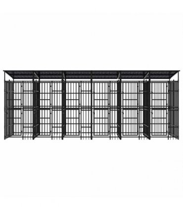vidaXL Outdoor Dog Kennel with Roof Steel 11.06 m²