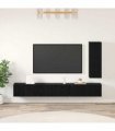 vidaXL TV Cabinet Set with Drawer 4 pcs Black Oak Engineered Wood