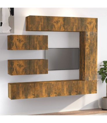 vidaXL 7 Piece TV Cabinet Set Smoked Oak Engineered Wood
