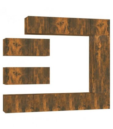 vidaXL 7 Piece TV Cabinet Set Smoked Oak Engineered Wood