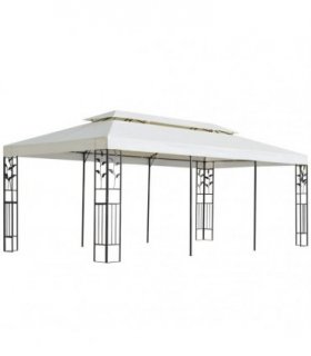 vidaXL Gazebo with Double Roof White 6x3 m Steel
