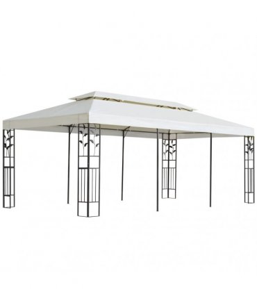 vidaXL Gazebo with Double Roof White 6x3 m Steel