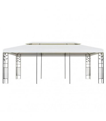 vidaXL Gazebo with Double Roof White 6x3 m Steel