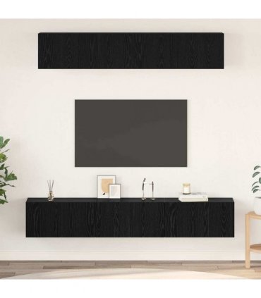 vidaXL TV Cabinet Set Wall-mounted 5 pcs Black Oak Engineered Wood