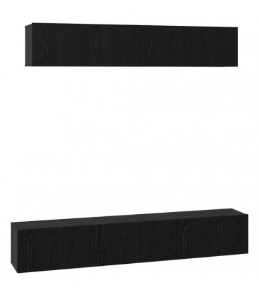 vidaXL TV Cabinet Set Wall-mounted 5 pcs Black Oak Engineered Wood