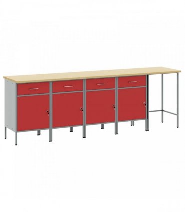 vidaXL Work Cabinet Set with Drawer with Storage 5 pcs Red and Grey
