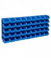 vidaXL 48 Piece Storage Bin Kit with Wall Panels Blue and Black