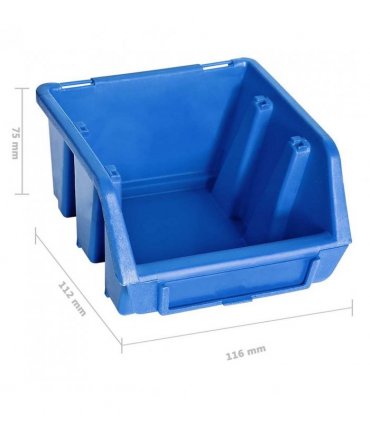 vidaXL 48 Piece Storage Bin Kit with Wall Panels Blue and Black