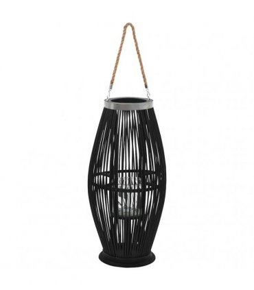 vidaXL Hanging Candle Lantern Holder Bamboo Black 60 cm