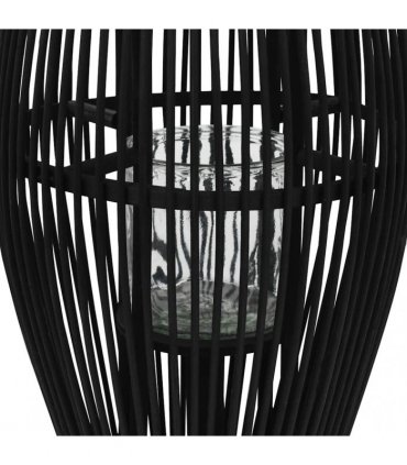 vidaXL Hanging Candle Lantern Holder Bamboo Black 60 cm