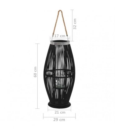 vidaXL Hanging Candle Lantern Holder Bamboo Black 60 cm