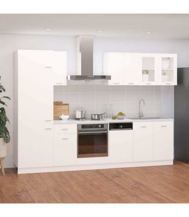 vidaXL 8 Piece Kitchen Cabinet Set Lyon White Engineered Wood