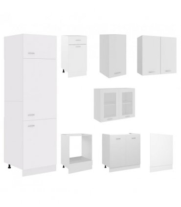 vidaXL 8 Piece Kitchen Cabinet Set Lyon White Engineered Wood