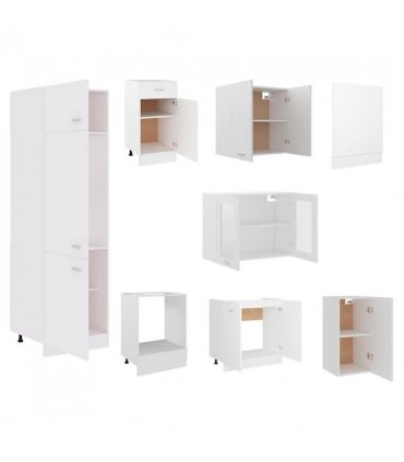 vidaXL 8 Piece Kitchen Cabinet Set Lyon White Engineered Wood