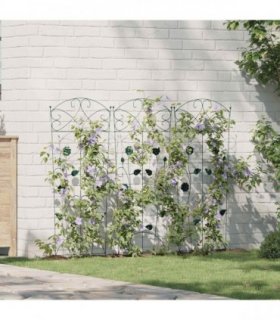 vidaXL Garden Fence 3 pcs Green 110.5 x 42.5 cm Steel