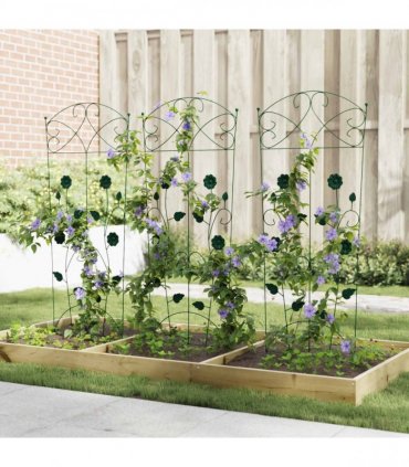 vidaXL Garden Fence 3 pcs Green 110.5 x 42.5 cm Steel