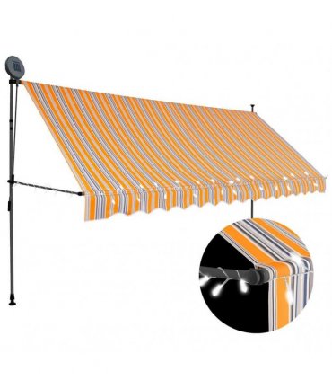 vidaXL Manual Retractable Awning with LED 350 cm Yellow and Blue