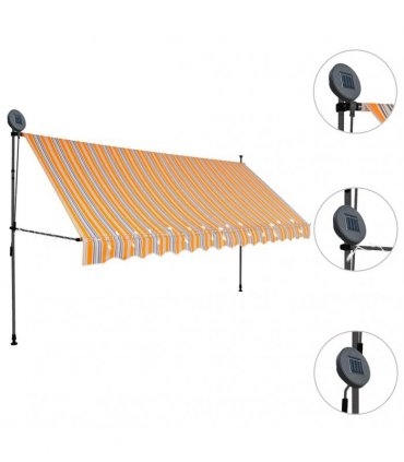 vidaXL Manual Retractable Awning with LED 350 cm Yellow and Blue