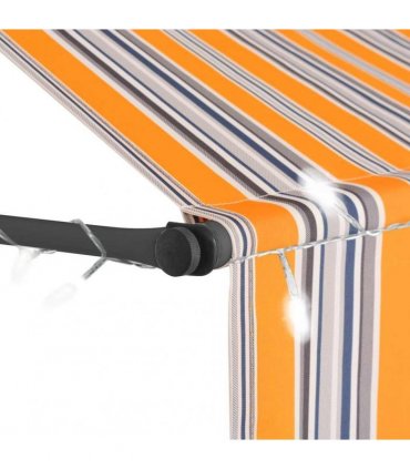 vidaXL Manual Retractable Awning with LED 350 cm Yellow and Blue
