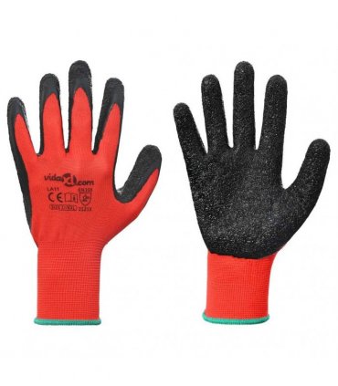 vidaXL Work Gloves 24 pcs Red and Black 11 / XXL Latex Coating