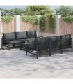 vidaXL Garden Sofa Set with Cushion 7 pcs Black Steel