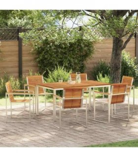 vidaXL Garden Dining Set 7 pcs Brown Solid Acacia Wood