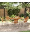vidaXL Garden Dining Set 7 pcs Brown Solid Acacia Wood