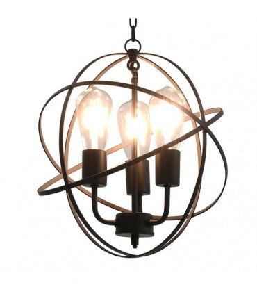 vidaXL Hanging Lamp Black Sphere 3 x E27 Bulbs