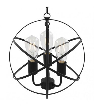 vidaXL Hanging Lamp Black Sphere 3 x E27 Bulbs