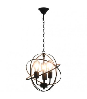 vidaXL Hanging Lamp Black Sphere 3 x E27 Bulbs