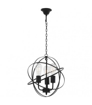 vidaXL Hanging Lamp Black Sphere 3 x E27 Bulbs