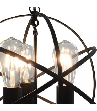 vidaXL Hanging Lamp Black Sphere 3 x E27 Bulbs