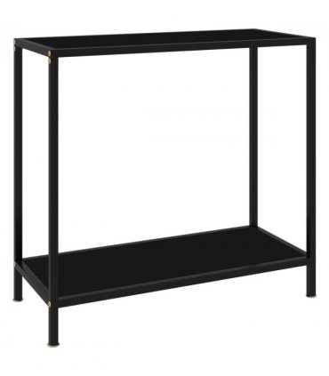 vidaXL Console Table | Black | Tempered Glass & Powder-Coated Steel | Medium