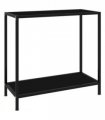 vidaXL Console Table | Black | Tempered Glass & Powder-Coated Steel | Medium