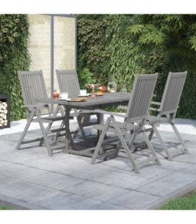 vidaXL Garden Dining Set | Grey | Solid Acacia wood | Standard | Extendable