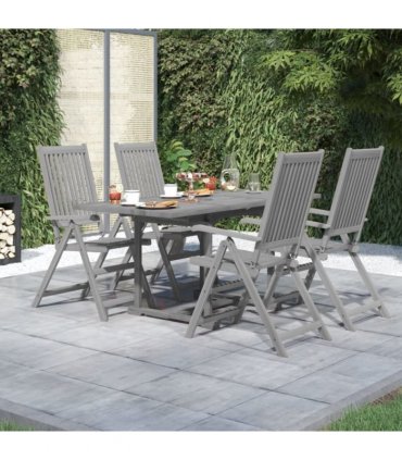 vidaXL Garden Dining Set | Grey | Solid Acacia wood | Standard | Extendable