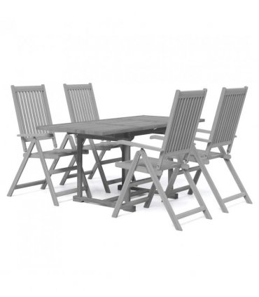 vidaXL Garden Dining Set | Grey | Solid Acacia wood | Standard | Extendable