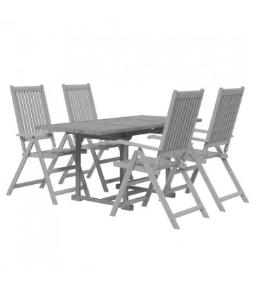 vidaXL Garden Dining Set | Grey | Solid Acacia wood | Standard | Extendable