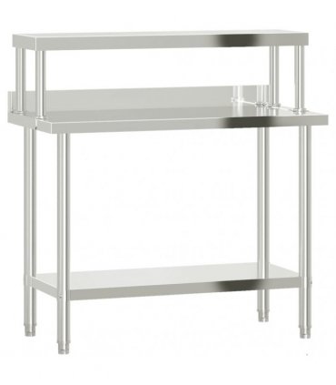 vidaXL Kitchen Work Table with Overshelf 110x55x120 cm Stainless Steel