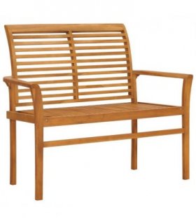 vidaXL Garden Bench | Teak Brown | Fine sanded teak hardwood | 112 cm | Durable