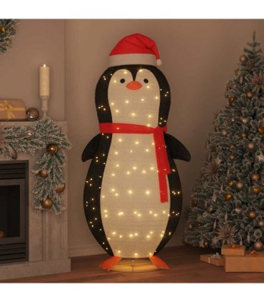 vidaXL Snow Penguin Figure with 600 LEDs Warm White 78 x 178 cm Fabric