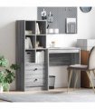 vidaXL Desk with Drawer with Shelf with Storage 2 pcs Grey Sonoma
