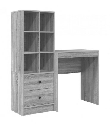 vidaXL Desk with Drawer with Shelf with Storage 2 pcs Grey Sonoma