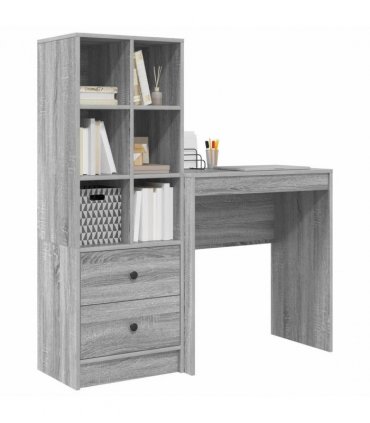 vidaXL Desk with Drawer with Shelf with Storage 2 pcs Grey Sonoma