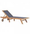 vidaXL Sunlounger | Teak and Black | Teak wood and Textilene fabric | Standard