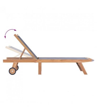 vidaXL Sunlounger | Teak and Black | Teak wood and Textilene fabric | Standard