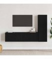 vidaXL TV Cabinet Set Wall-mounted 3 pcs Black Oak 130.5 x 30 x 140 cm
