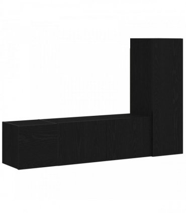 vidaXL TV Cabinet Set Wall-mounted 3 pcs Black Oak 130.5 x 30 x 140 cm