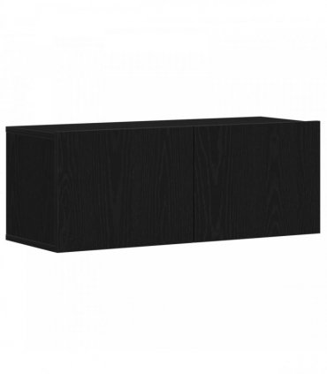 vidaXL TV Cabinet Set Wall-mounted 3 pcs Black Oak 130.5 x 30 x 140 cm